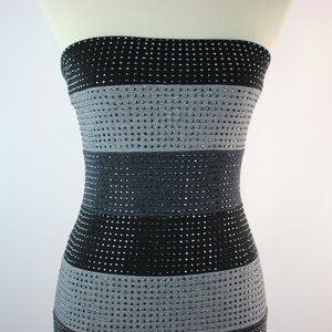 bebe Bodycon Stretch Studded Striped Tube Dress